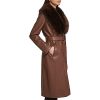 Women's Leather & Faux Fur Belted Trench Coat