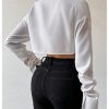 Women's Cropped Button Down Shirts Long Sleeve Collared Crop Tops Office Work Business Outfits