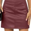 Women's PU Leather Mini Skirt High Waist Bodycon Pencil Skirt Stretch Faux Leather Built-in Shorts