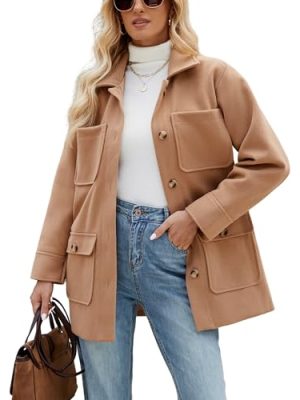 2025 Winter Elegant Womens Pea Coat Mid Long Wool Coat Wool Blend Trench Coat with Pockets