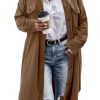 Womens Plaid Shacket Jacket Long Corduroy Shirt Casual Lapel Button Down Flannel Trench Coats