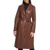 Women's Leather & Faux Fur Belted Trench Coat
