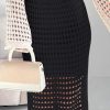 Womens Sexy Eyelet Crochet Knit Ankle Length Long Pencil Straight Skirts