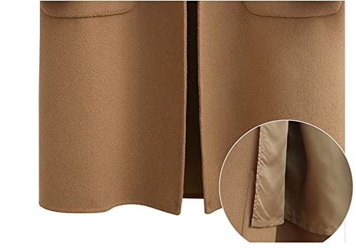 Women's Winter Casual Single Breasted Long Wool Coat Formal Office Wool Overcoat