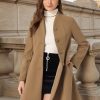 Women's Single Breasted Coat A Line Mid-Long Peacoats Outerwear Winter Coats