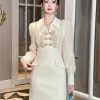 Women's Office Work Dress Mock Two Piece Shirt Dress Lapel Slim Fit Short Business Casual Pencil Skirt