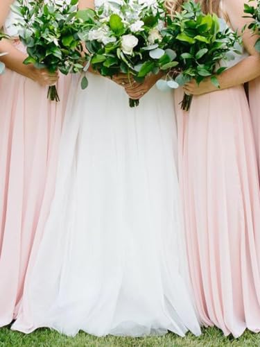 Long Maxi Floor Lengh Chiffon Skirt Elastic High Waist Bridesmaid Skirt
