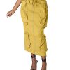 Women's Vintage 90s Drawstring Stretchy Zipper Muti-Pockets Pencil Long Cargo Skirt