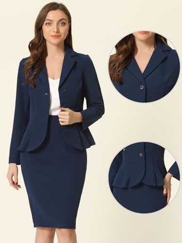2 Piece Suit Skirt Sets for Women Blazer and Pencil Skirts Formal Office Business Casual Outfits