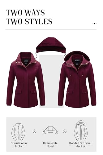 Women's Cotton Anorak Jacket Lightweight Casual Military Jackets Safari Utility Coats With Removable Hood