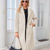 Womens Wool Coat Notch Lapel Winter Long Single Breasted Peacoat Trench Overcoat