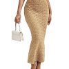 Women's High Waisted Flowy Long Pencil Skirts Ribbed Knit Bodycon Maxi Skirt Summer Trendy 2025