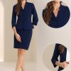 2 Piece Suit Skirt Set for Women's Notched Collar Casual Business Skirt Suit Set and Blazer Pencil Skirts