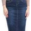 Repreve Denim Knee-Length Jean Skirt for Women with Pockets - Melrose