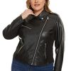 Women's Faux Leather Jackets, Zip Up Motorcycle Short PU Moto Biker Outwear Fitted Plus Size Coat