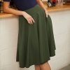 Women's High Waist A-Line Pockets Skirt Skater Flared Midi Skirt Vinage Skirt