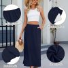 3 Pack Long Maxi Skirts for Women, Back Slit Ankle Length Casual Skirts Elastic Waist Soft Pencil Skirts with Pockets