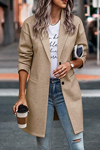 Women Plaid Shacket Jacket Trendy Fall Casual Button Wool Blend Tartan Trench Coat Winter Clothing with Pockets