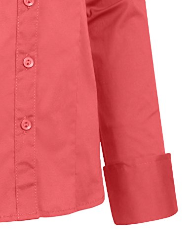 Womens Basic Solid Work Office Tailored Long Sleeve Button Down Daily Shirt (S-3XL)
