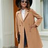 Womens Notched Lapel Collar Double Breasted Pea Coat Winter Wool Blend Over Coats Long Jackets