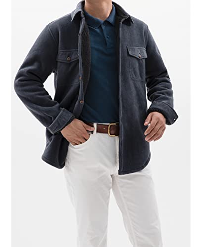Mens Sherpa Fleece Lined Flannel Shirt Jacket Warm Button Down Plaid Shirt-Jac
