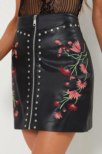 Women Faux Leather Basic Bodycon High Waisted Short PU Stretchy Pleated Mini Skirt