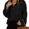 Women Corduroy Shirts Casual Long Sleeve Button Down Blouses Top