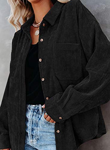 Women Corduroy Shirts Casual Long Sleeve Button Down Blouses Top