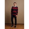 Sewn Stripe Long Sleeve Sports Rugby Polo Shirt (XL) (Duck Egg/Navy)