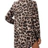 Women's Leopard Print Sequin Shirt Button Down Long Sleeve Collared Y2k Blouse Tops