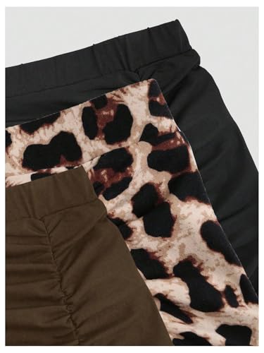Women's 3 Pack Sexy Split Thigh Ruched Bodycon High Waisted Leopard Maxi Pencil Skirts
