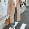 Womens Long Pea Coats Open Front Lapel Jackets Casual Belted Trench Coat Overcoats with Pockets
