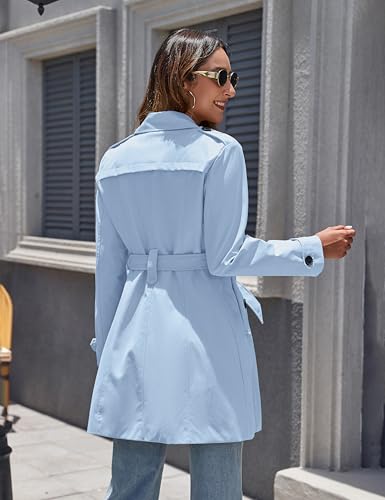 Women's Waterproof Trench Coat Classic Lapel Outerwear Coat with Belt