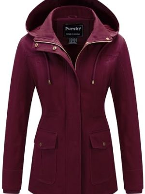 Women's Cotton Anorak Jacket Lightweight Casual Military Jackets Safari Utility Coats With Removable Hood