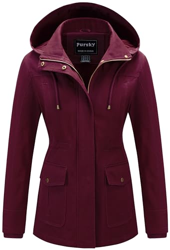 Women's Cotton Anorak Jacket Lightweight Casual Military Jackets Safari Utility Coats With Removable Hood