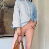 Women Button Down Shirt Casual Striped Print Dress Shirts Long Sleeve Collared Office Work Blouses Tops