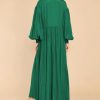 Women's Casual Long Sleeve Button Down Shirt Dress Elegant Pleated Flowy Swing Maxi Dress