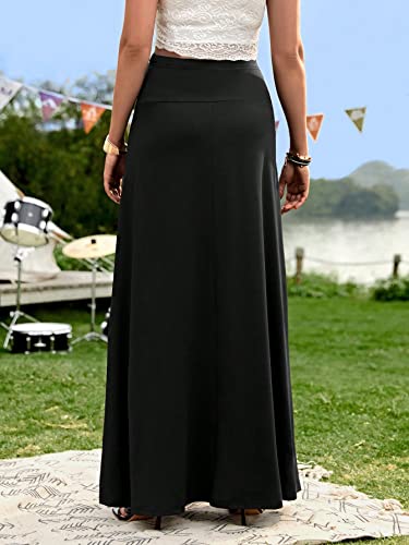 Women's Maternity High Waist A Line Flared Swing Pregnancy Long Maxi Skirt