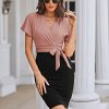 Women's Business Pencil Dress Short Sleeve Wedding Guest Office Work Dresses Cocktail Party