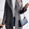 Long Wool Plaid Blazer for Women Fall Outfits Winter Trench Coat Long Sleeve Casual Dressy Lapel Jacket Peacoat
