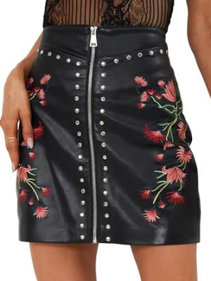 Women Faux Leather Basic Bodycon High Waisted Short PU Stretchy Pleated Mini Skirt