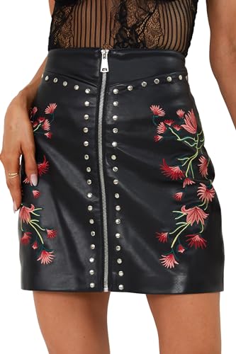 Women Faux Leather Basic Bodycon High Waisted Short PU Stretchy Pleated Mini Skirt