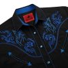 Men's Western Cowboy Shirt Embroidered Exquisite Long Sleeve Regular Fit Snap Button Down Shirts