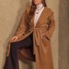 Women's Plus Size Hooded Trench Coat Faux Suede Long Wrap Coat Elegant Belted Fall Winter Outwear