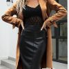 Womens Faux Suede Leather Jacket Spring and Winter Fashion Long Trench Coat, Lightweight Windbreaker