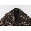 Women Long Oversized Leopard Print Trench Coat Double Breasted Vintage Lapel Outerwear With Belt