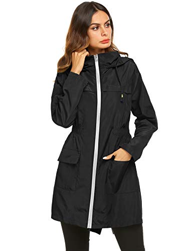 Women Waterproof Lightweight Rain Jacket Active Outdoor Hooded Raincoat