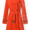 Women's Double Breasted Waterproof Trench Coat Classic Lapel Overcoat with Belt