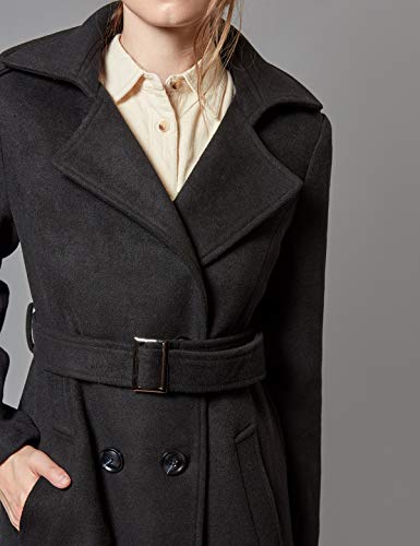 Womens Wool Coat Double Breasted Pea Coat Winter Long Trench Coat with Belt