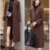 Women's 2025 Winter Double Breasted Wool Coat Warm Midi Long Dressy Trench Coat Peacoat